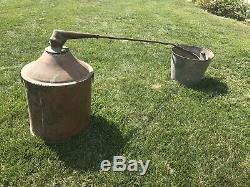 Antique Vintage Copper Moonshine Whiskey Still, Coil, Bucket