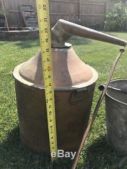 Antique Vintage Copper Moonshine Whiskey Still, Coil, Bucket