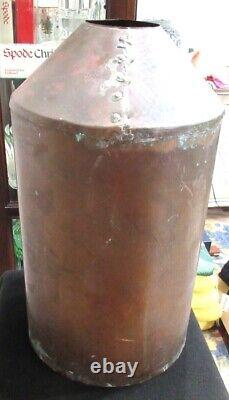 Antique Vintage Copper Primitive Still Pot Masher Boiler Pail Moonshine L7.22