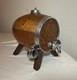 Antique Wood Nickel Plate Wine Barrel Moon Shine Shot Decanter Dispenser Still