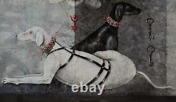 Art painting contemporary modern animal dog black white portrait man woman witch