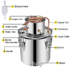 Copper Alcohol Moonshine Ethanol Still Spirits Boiler Water Distiller 5 Gal 20L