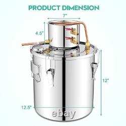 Copper Alcohol Moonshine Ethanol Still Spirits Boiler Water Distiller 5 Gal 20L