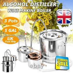 Copper Distiller Moonshine 5GAL Ethanol Alcohol Water Still Boiler 3Pots Brewing