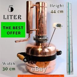 Copper moonshine still Distillation equipment Flavor alcohol 1,32 gal 5 l