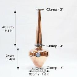 Copper whiskey helmet & Column Onion Bulb 4 Flute still Moonshine Distiller set