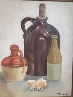 Early (1970) Signed Original R Hembree Oil On Canvas Moonshine Jugs