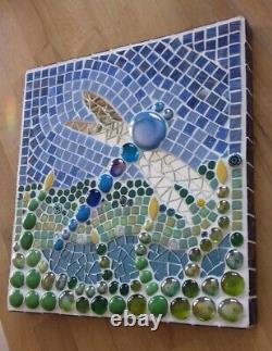 Gorgeous Handmade original Dragonfly Mosaic. 10x9 inch wall hanging art
