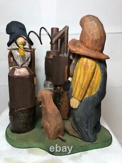 Hillbillies & Moonshine Still with Dog #4 Signed & Dated Hand Carved