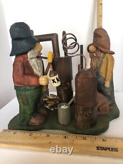 Hillbillies & Moonshine Still with Dog #4 Signed & Dated Hand Carved