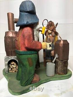 Hillbillies & Moonshine Still with Dog #4 Signed & Dated Hand Carved