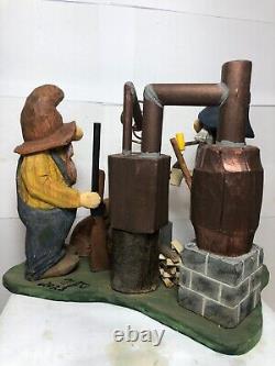 Hillbillies & Moonshine Still with Dog #4 Signed & Dated Hand Carved
