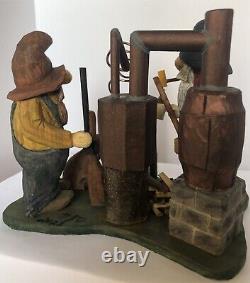 Hillbillies & Moonshine Still with Dog #4 Signed & Dated Hand Carved