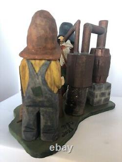 Hillbillies & Moonshine Still with Dog #4 Signed & Dated Hand Carved