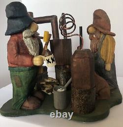 Hillbillies & Moonshine Still with Dog #4 Signed & Dated Hand Carved