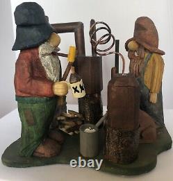 Hillbillies & Moonshine Still with Dog #4 Signed & Dated Hand Carved