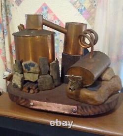 Hillbilly copper moonshine decanter Hancrafted 1988 signed and numbered