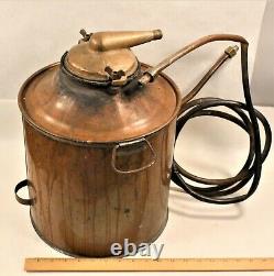 Large Vintage Antique Copper Moonshine Still w. Coil -Handles Brass Top 16 Tall