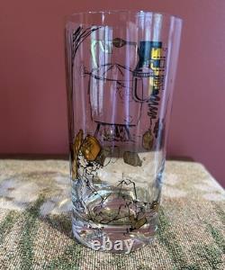 MCM MOONSHINE STILL 6 pc Highball Drinking Glasses + Hand Painted Barrel & Pin