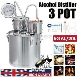 Moonshine 5 GAL 3POTS Alcohol Distiller Copper Wine Maker Water Still Boiler