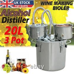 Moonshine 5 GAL 3POTS Alcohol Distiller Copper Wine Maker Water Still Boiler 20L