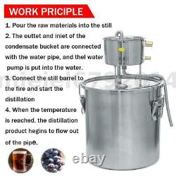 Moonshine 6 GAL 2POTS Alcohol Distiller Copper Wine Maker Water Still Boiler 22L