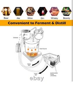 Moonshine Still Distiller, 3 Pots 5 Gal 22L/8.5 Gal 38L Stainless Steel Water