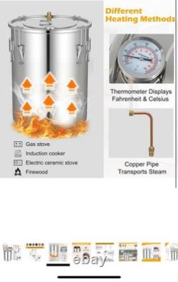Moonshine Still Distiller, 3 Pots 5 Gal 22L/8.5 Gal 38L Stainless Steel Water