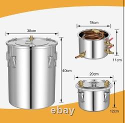 Moonshine Still Distiller, 3 Pots 5 Gal 22L/8.5 Gal 38L Stainless Steel Water