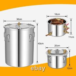 Moonshine Still Distiller, 3 Pots 5 Gal 22L/8.5 Gal 38L Stainless Steel Water Al