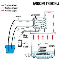 Moonshine Still Distiller 3Gal 12L Stainless Steel Water Distiller Copper Tube H