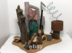 Mountain Hillbilly at the Still with Jugs Hand Carved Basswood- Signed & Dated