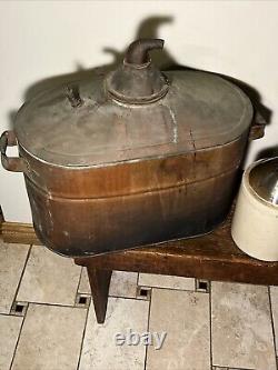 Rare Antique Copper Moonshine Boiler/Still Setup With Funnel, Copper Pot & Jug