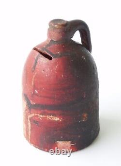 Redware Jug Bank Primitive Whiskey Moonshine Figural Still Bank Antique