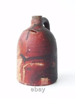 Redware Jug Bank Primitive Whiskey Moonshine Figural Still Bank Antique