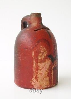 Redware Jug Bank Primitive Whiskey Moonshine Figural Still Bank Antique