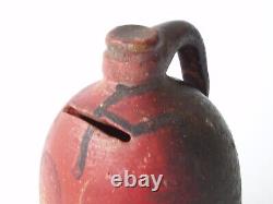 Redware Jug Bank Primitive Whiskey Moonshine Figural Still Bank Antique