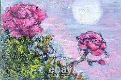 Silvia TRUJILLO ART /not jose / modern moon mist rose pink floral oil painting