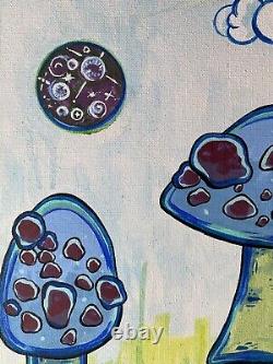 Sun & Moon & Mushies acrylic on canvas. Original painting