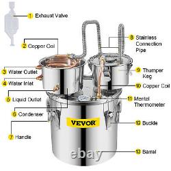 VEVOR 5 Gal Still Spirits Kit Water Alcohol Distiller 3 Pot DIY Home Brewing