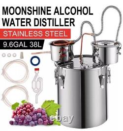 VEVOR Alcohol Still 9.6 Gal 38 L Distiller Kit w Copper Tubing, Circulating Pump