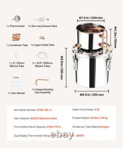 VEVOR Moonshine Still 3 Gal Water Alcohol Distiller Brewing Kit Stainless Steel