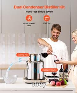 VEVOR Moonshine Still 5 Gal Water Alcohol Distiller Brewing Kit Stainless Steel