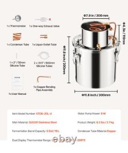 VEVOR Moonshine Still 5 Gal Water Alcohol Distiller Brewing Kit Stainless Steel