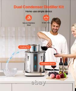 VEVOR Moonshine Still 8 Gal Water Alcohol Distiller Brewing Kit Stainless Steel