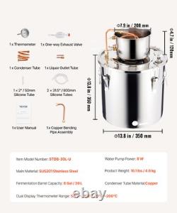 VEVOR Moonshine Still 8 Gal Water Alcohol Distiller Brewing Kit Stainless Steel