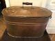 Vintage Antique Copper Boiler Wash Tub Wood Handles Lid Moonshine Still Box