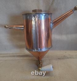Vintage Copper & Brass Distilling STILL Reservoir with Porcelain Valve, Wall Mount