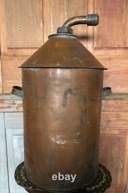 Vintage Copper Moonshine Tank Still 23 High All Copper With Spout 11.5 Round