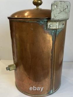 Vintage Copper Moonshine Whiskey Still With Lid /Wooden Handle Approx 5 Gallon